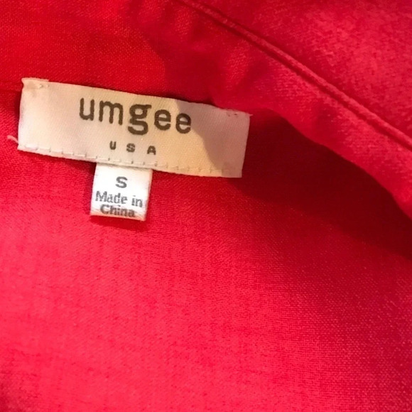 Umgee Red Shift Shirt Dress Pocket Tunic Top Short - Picture 5 of 5